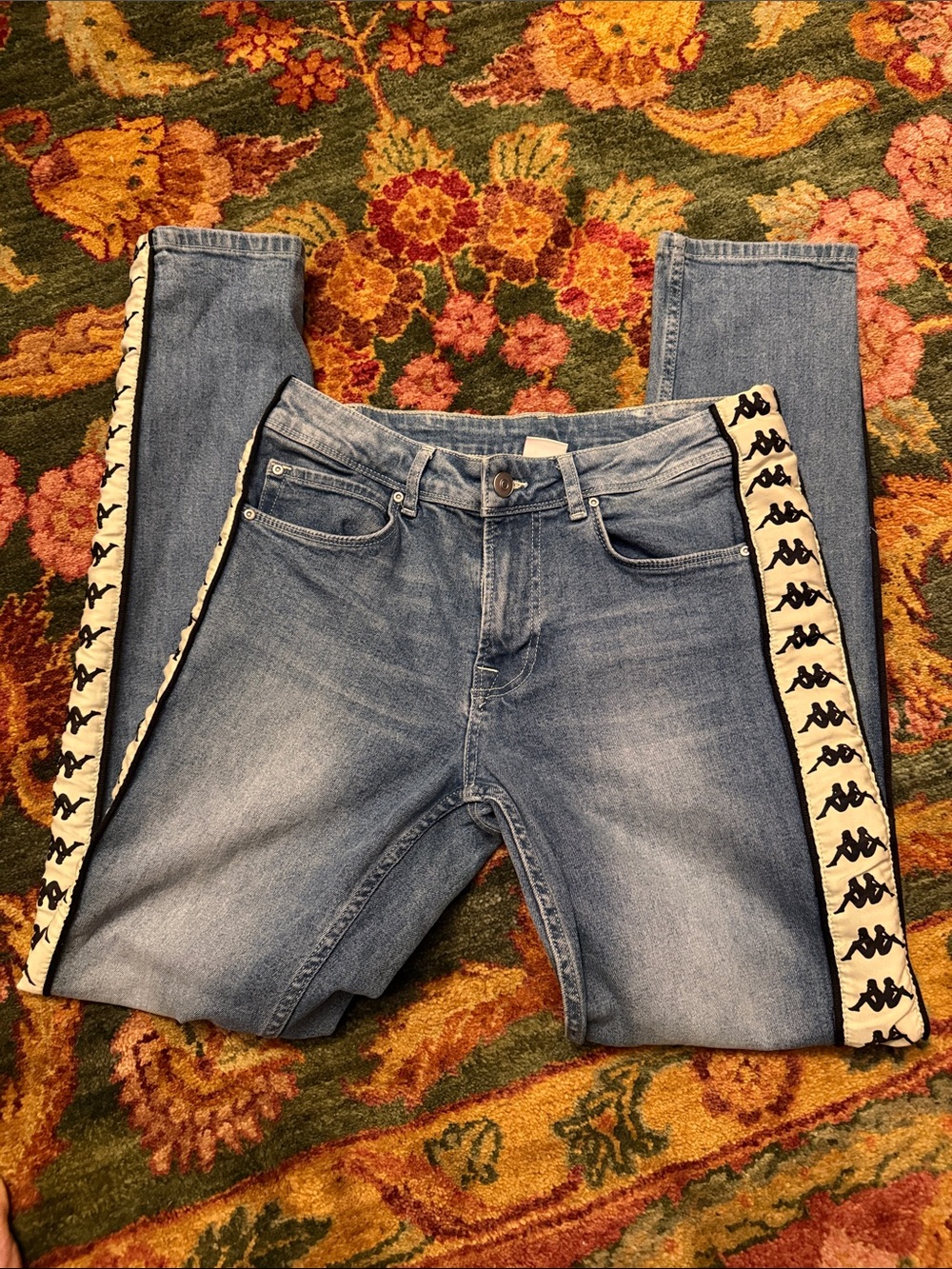 Kappa Skinny Jeans with Logo Side 31" waist unstretched.